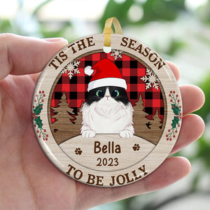 Tis The Season To Be Jolly - Personalized Christmas Ceramic Ornament - Gift For Pet Lover