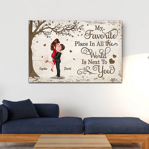 My Favorite Place In The World Is Next To You - Personalized Appearances And Texts Canvas - Family Decor, Couple Gift