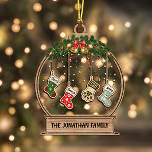 Family Socks Color - Custom Photo, Personalized Acrylic Ornament - Gift For Christmas, Family Gift