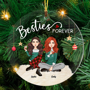 Besties Forever Girls Friendship - Custom Appearances, Quote And Names Christmas Gift - Personalized Acrylic Ornament