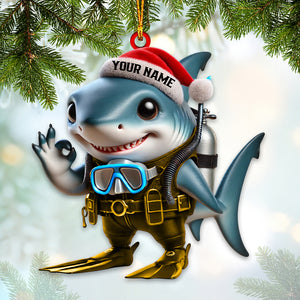 Shark King Home Decor Christmas Ornament, Personalized Ornament