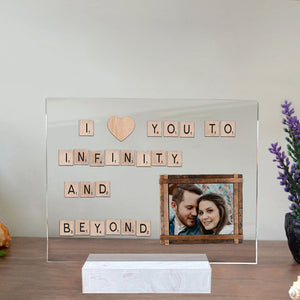 I Love You To Infinity And Beyond - Custom Photo - Personalized Acrylic Plaque, Couple Gift