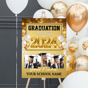 Graduation Party 2024 Custom Party Welcome Sign - Custom Photos And Texts Grad Party Sign - Personalized Graduation Decoration - Graduation Sign