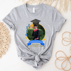 2024 Congratulations, Custom Circle Photo And Texts - Gift For Graduation - Personalized T-Shirt