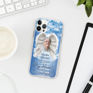 A Big Piece Of My Heart Lives In Heaven - Custom Photo And Name - Personalized Phone Case - Memorial Gifts