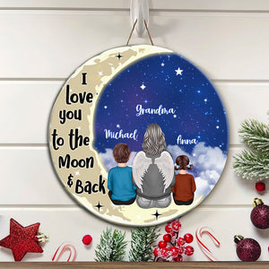 I Love You To The Moon And Back - Custom Appearance And Name - Personalized Wooden Door Sign - Family Gift