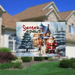 Merry Christmas Santa Paws - Personalized Pet Photo Lawn Sign, Yard Sign, Gift For Pet Lover