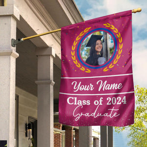 Class Of 2024 Graduate - Custom Photo And Your Name Graduation Flag, Gift For Graduation