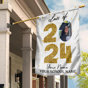 Class Of 2024- Custom Photo, Your Name, School Name Graduation Flag, Gift For Graduation