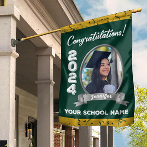 Congratulations 2024 - Custom Photo And Texts Graduation Flag, Gift For Graduation