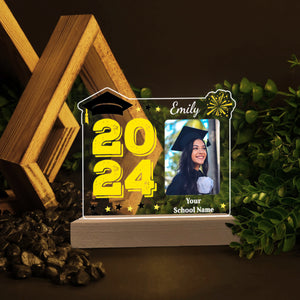 Congrats 2024, Custom Photo And Text, Personalized Acrylic LED Light