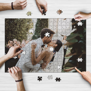 Custom Your Photo, Personalized Wooden Jigsaw Puzzles For Adults and Kids, Gift For Family, Gift For Couple, Wedding