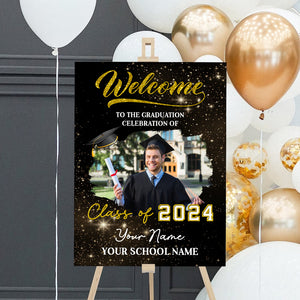 Welcome Class Of 2024 Custom Party Welcome Sign - Custom Photo Grad Party Sign - Personalized Graduation Decoration - Graduation Sign