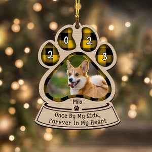 One By My Side Forever In My Heart, Custom Photo And Name - Personalized Custom Shaped Wooden Ornament - Christmas Gift