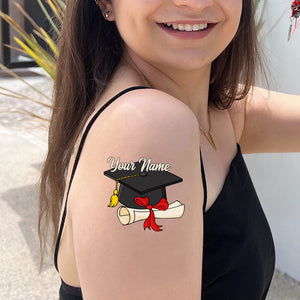 Graduation Cap, Custom Temporary Tattoo, Personalized Name, Fake Tattoo, Graduation Gift