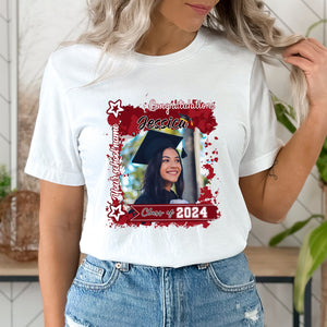 Congratulations Class Of 2024, Custom Color, Photo And Texts - Gift For Graduation - Personalized T-Shirt