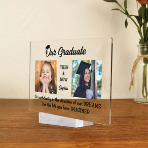 Our Graduate Then And Now, Custom Photos And Names - Personalized Acrylic Plaque