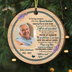 In Loving Memory Of A Special Husband - Custom Photo And Name - Personalized Custom Shaped Wooden Ornament, Memorial Gift, Gift For Family