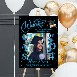 Welcome Graduation Party 2024 Custom Party Welcome Sign - Custom Photo Grad Party Sign - Personalized Graduation Decoration - Graduation Sign