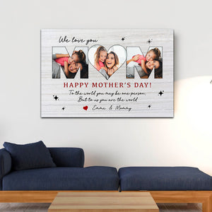 Happy Mother's Day - Personalized 3 Photos And Names Canvas Poster, Gift For Family, Mother's Day Gift