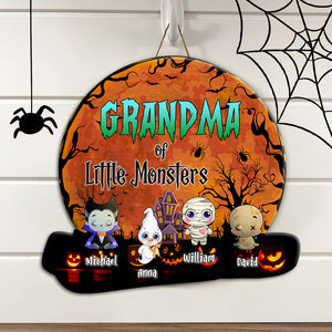 Little Monsters - Custom Appearance And Name - Personalized Wooden Door Sign - Halloween Gift