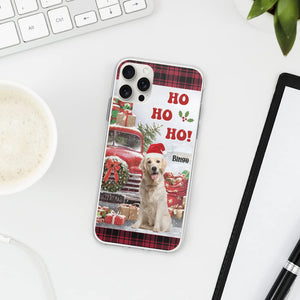 Ho Ho Ho Christmas Pet And Red Car - Custom Photo And Name - Personalized Phone Case, Christmas Gift, Gift For Pet Lover