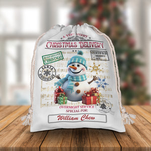 A Very Merry Christmas Delivery Overnight Service - Personalized String Bag, Christmas Gift, Gift For Family