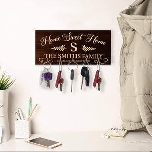 Home Sweet Home - Custom Name - Personalized Key Hanger, Key Holder -Gift For Family