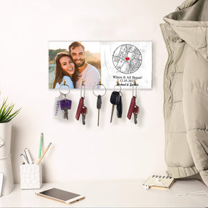 Family Photo Key Hanger - Custom Photo, Background And Texts - Personalized Key Hanger, Key Holder -Gift For Family