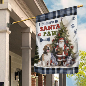 I Believe In Santa Paw - Custom Pet Photo And Name Flag - Christmas Gift, Gift For Pet Lovers