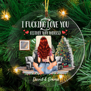 I Fucking Love You - Custom Appearances And Names Christmas Gift - Personalized Acrylic Ornament