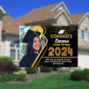 Congrats Class Of 2024, Custom Name And Photo, Personalized Lawn Sign, Yard Sign, Gift For Graduation