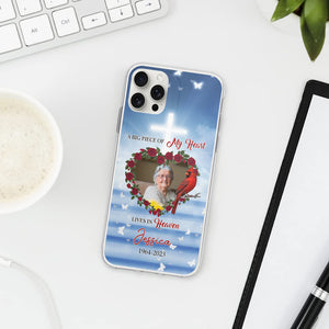 A Big Piece Of My Heart Lives In Heaven - Custom Photo And Name - Personalized Phone Case, Christmas Memorial Gift