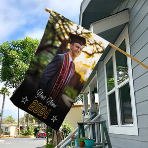 Graduation Gift, Congratulations Class Of 2024 - Custom Photo And Name Graduation Flag