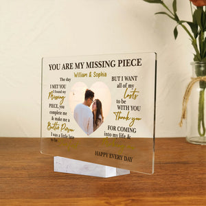 You Are My Missing Pieces, Custom Couple Photo And Text - Personalized Acrylic Plaque