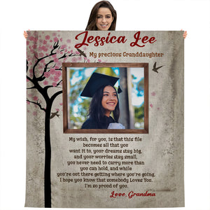 My Precious I'm So Proud Of You, Personalized Photo And Texts - Personalized Fleece Blanket, Graduation Gift