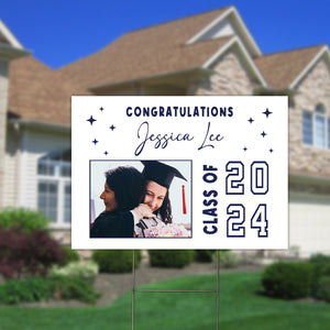 Graduation Gift, Congrats Class Of Graduation - Custom Photo And Name Graduation Lawn Sign, Yard Sign