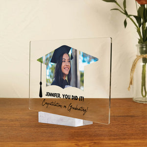 Congratulations On Graduating, Custom Photo And Text - Personalized Acrylic Plaque