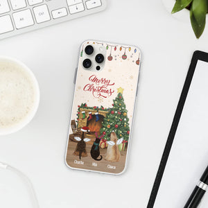 Merry Christmas With Backview Pet, Custom Pet And Name - Personalized Phone Case, Christmas Gift For Pet Lover