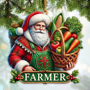 Custom Name Ornament, Santa Farmer