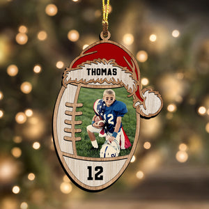 American Football, Gridiron Football Lover - Custom Photo And Name, Personalized Acrylic Ornament - Family Gift