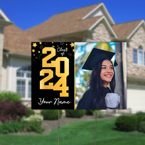 Class Of 2024, Custom Photo And Your Name, Personalized Lawn Sign, Yard Sign, Gift For Graduation