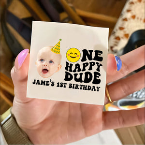 One Happy Dude Birthday Tattoo, Custom Face Photo And Texts Temporary Tattoo, Personalized Party Tattoo, Fake Tattoo