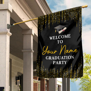 Welcome To Graduation Party - Custom Name Graduation Flag, Gift For Graduation