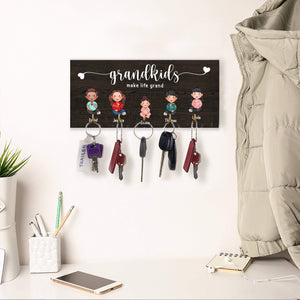 Grandkids Make Life Grand - Custom Appearances And Names - Personalized Key Hanger, Key Holder -Gift For Family