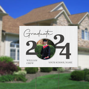 Graduate 2024, Custom Photo And Texts Graduation - Personalized Lawn Sign, Yard Sign, Graduation Gift