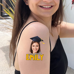 Congrats, Custom Temporary Tattoo With Personalized Photo And Name, Fake Tattoo, Graduation Gift