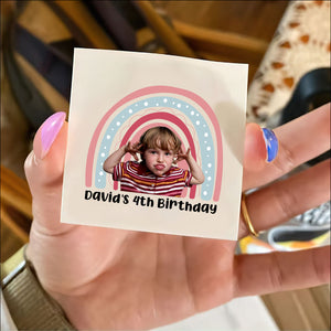 Happy Birthday Rainbow Party, Custom Face Photo And Texts Temporary Tattoo, Personalized Tattoo, Fake Tattoo