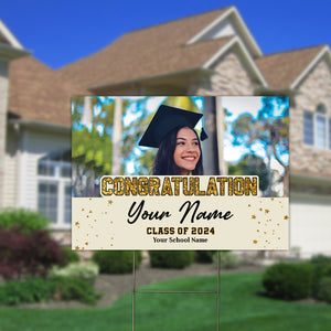 Congratulation Class Of 2024, Custom School Name, Your Name And Photo, Personalized Lawn Sign, Yard Sign, Gift For Graduation