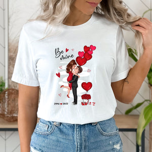 Be Mine Doll Couple Kissing  - Custom Appearances And Names - Gift For Lover - Personalized T-Shirt